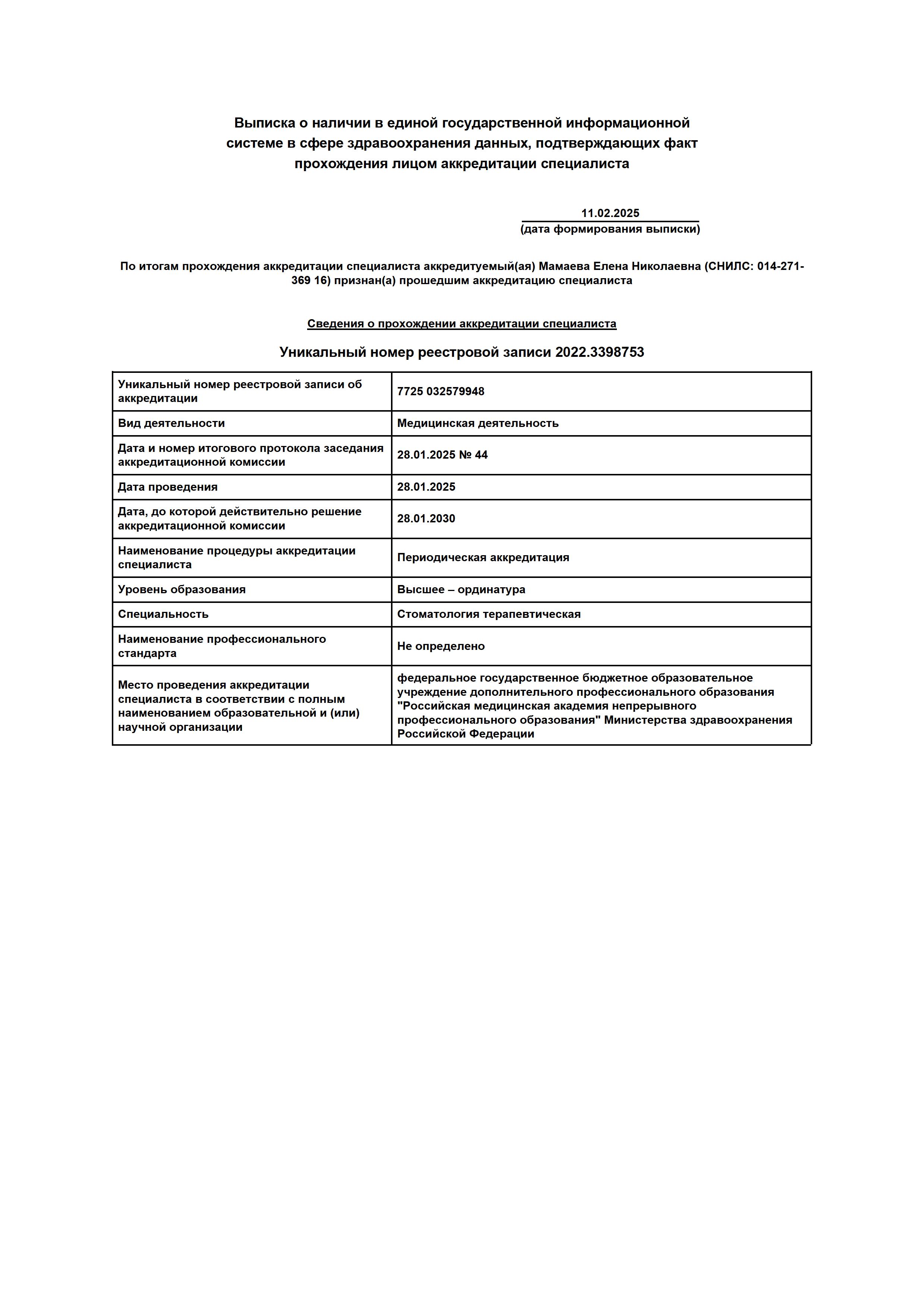Елена Николаевна Мамаева